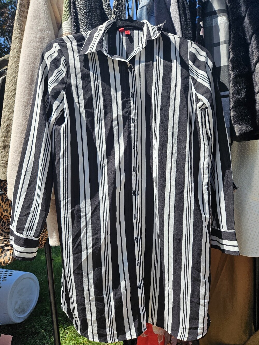 Classic Black & White Vertical Stripe Women's Shirt